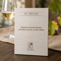Holzschild Oktober-Sonnenschein schüttet Zucker in den Wein | Winzerspruch Lasergravur