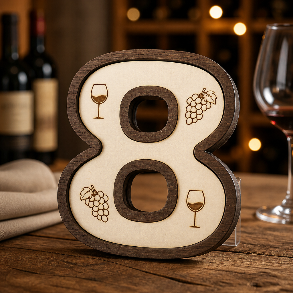 XXL Wein Wanduhr aus Holz – Lasergravur Ziffern mit Wein-Motiven | Geschenk für Weinliebhaber