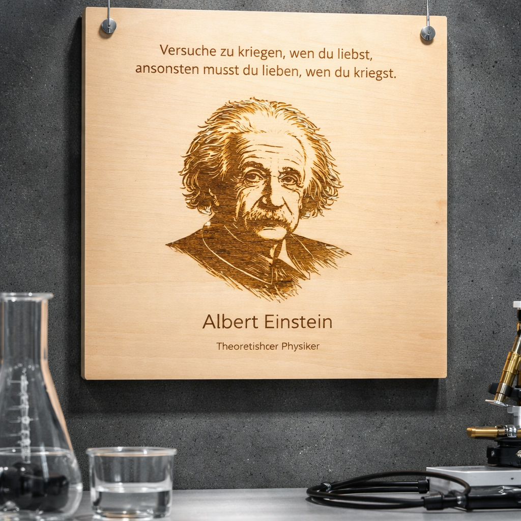 Holzschild Albert Einstein – Lasergravur Zitat Geschenk | Versuche zu kriegen, wen du liebst