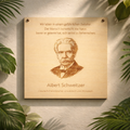Holzschild Albert Schweitzer – Lasergravur Zitat Geschenk | Der Mensch beherrscht die Natur