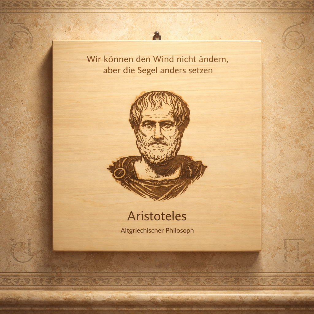 Holzschild Aristoteles – Lasergravur Zitat Geschenk | Wir können den Wind nicht ändern