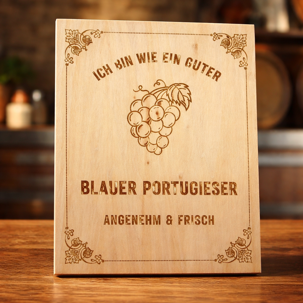 Wooden sign "I'm like a good Blauer Portugieser" | Laser engraving Wine humor Gift