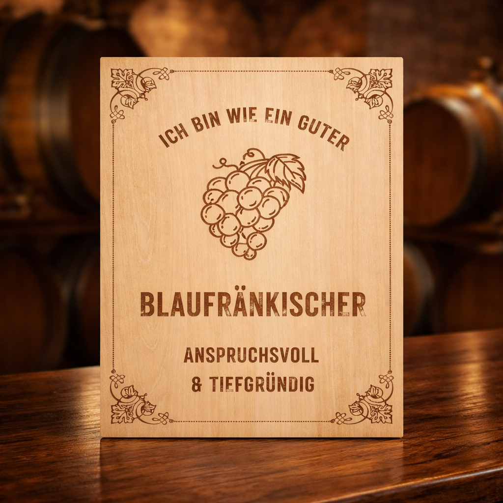 Wooden sign "I'm like a good Blaufränkisch" | Laser engraving wine humor gift