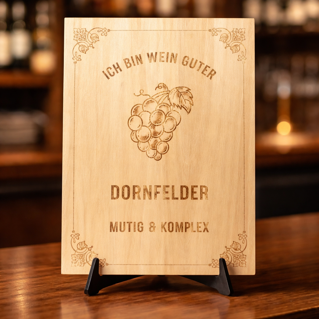 Wooden Sign "I am a good Dornfelder" | Laser Engraving Wine Humor Gift