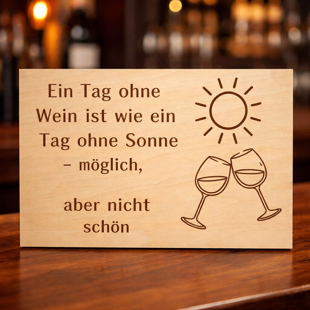 Wooden Sign "A Day Without Wine" – Engraved Wooden Wine Humor Sign