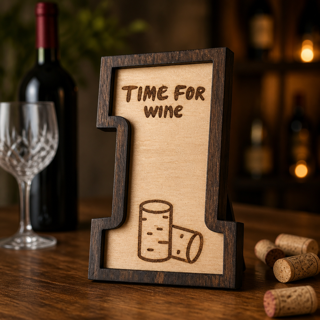 XXL Wein Wanduhr aus Holz – Lasergravur Ziffern mit Wein-Motiven | Geschenk für Weinliebhaber