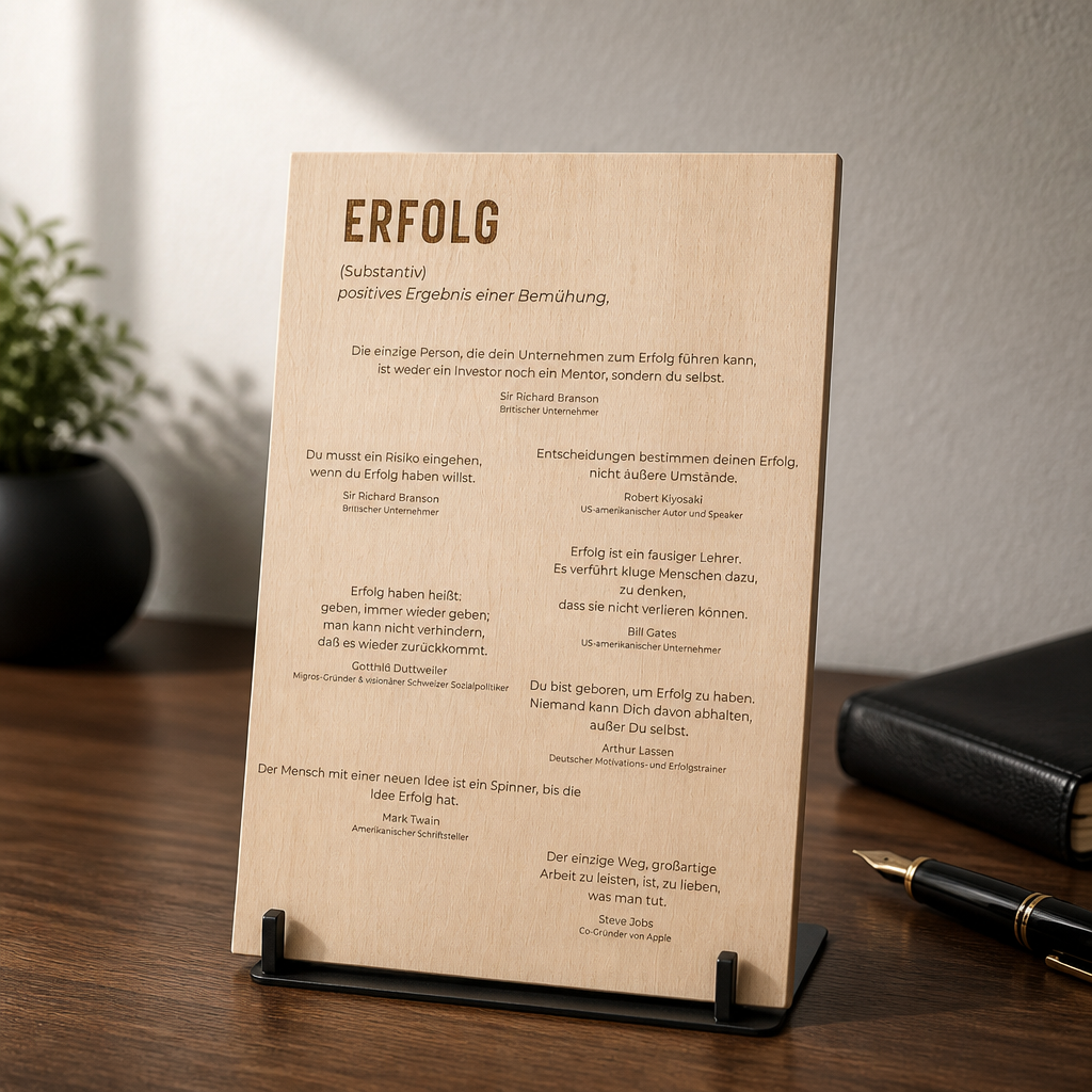 Holzschild Erfolg - Motivationsspr üche & Zitate | Lasergravur Holzdeko Geschenk