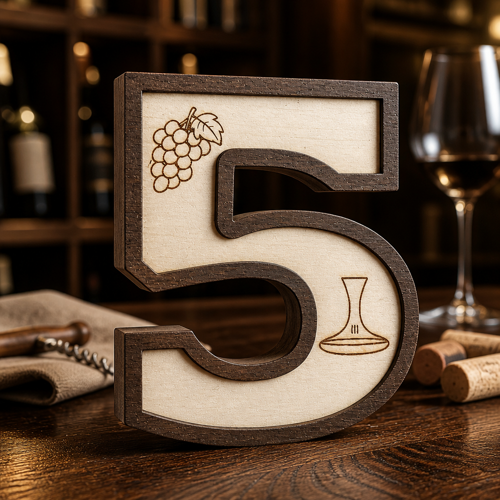 XXL Wein Wanduhr aus Holz – Lasergravur Ziffern mit Wein-Motiven | Geschenk für Weinliebhaber