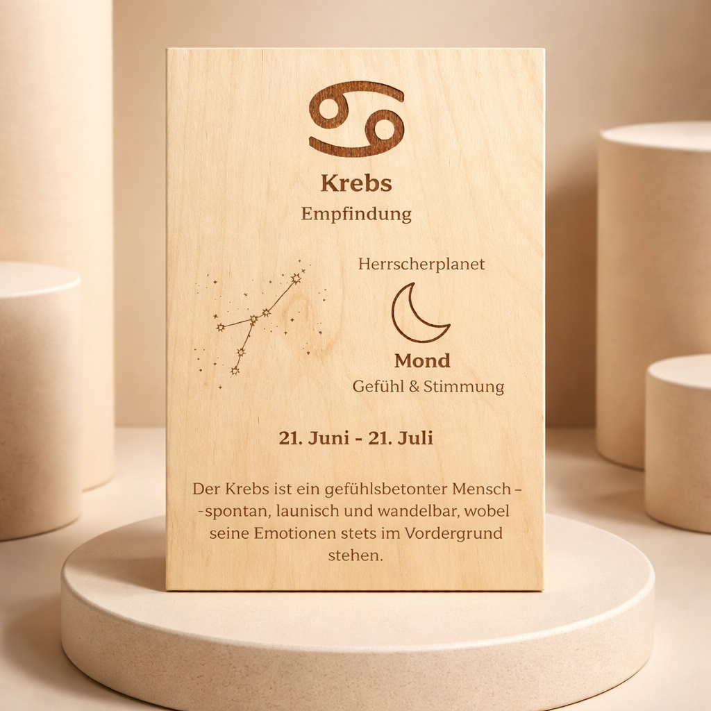 Holzschild Sternzeichen Krebs (22. Juni – 22. Juli)