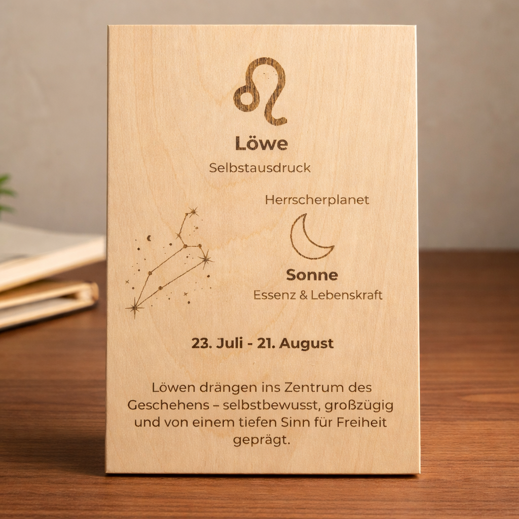 Holzschild Sternzeichen Löwe (23. Juli – 23. August)