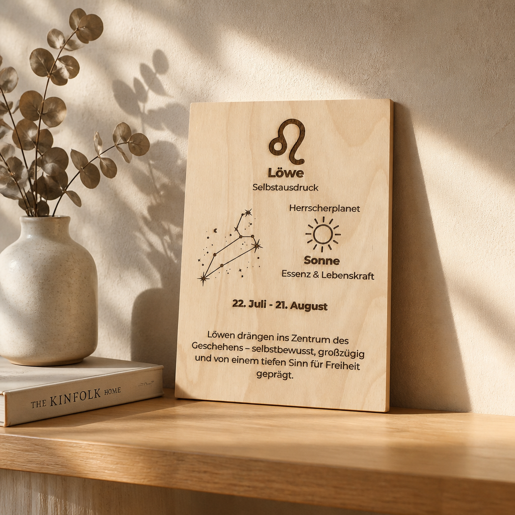 Holzschild Sternzeichen Löwe (23. Juli – 23. August)