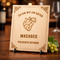 Holzschild Macabeo – Lasergravur Weinliebhaber Geschenk | Vielseitig & Intensiv