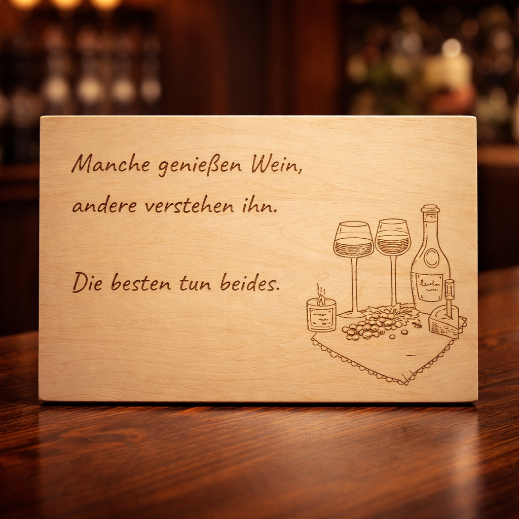 Wooden sign "Some enjoy wine, others understand it" – Engraved wine lover sign
