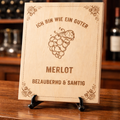 Holzschild Merlot – Lasergravur Weinliebhaber Geschenk | Bezaubernd & Samtig