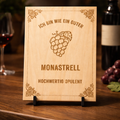 Holzschild Monastrell – Lasergravur Weinliebhaber Geschenk | Hochwertig & Opulent