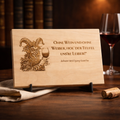Wooden sign "Without wine and without women" - Goethe quote engraving on natural wood