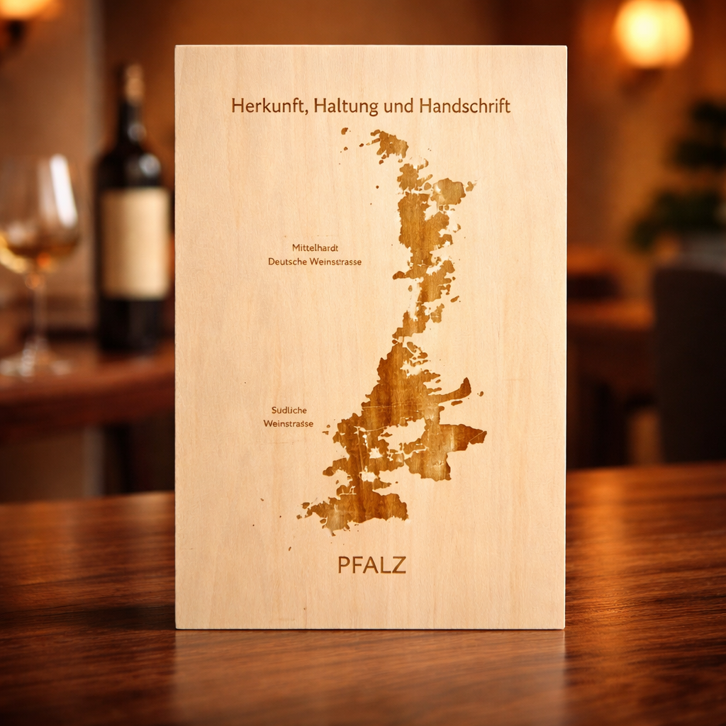 Wooden Sign Palatinate – "Origin, Attitude, and Signature" | Laser Engraving Wine List Palatinate