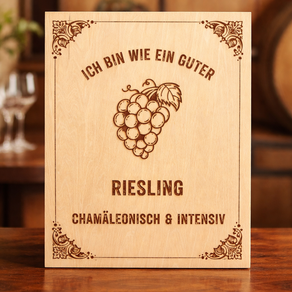 Wooden sign "I'm like a good Riesling" | Laser Engraving Wine Humor Gift