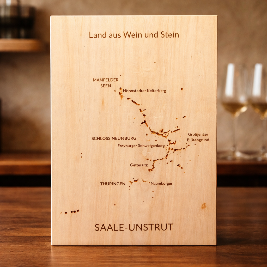 Wooden sign Saale-Unstrut – "Land of Wine and Stone" | Laser Engraved Wine List Saale-Unstrut