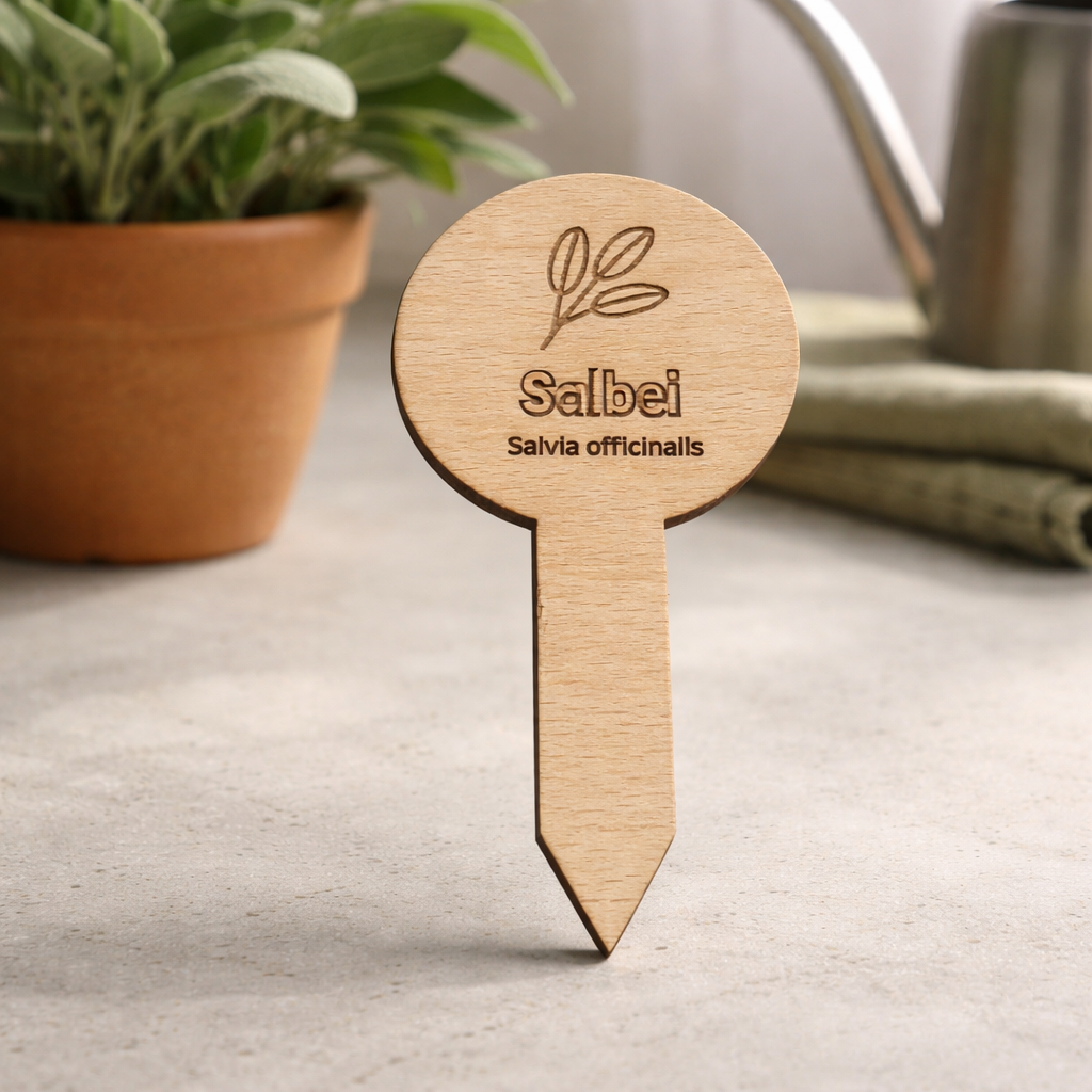 Pflanzenstecker Salbei (Salvia officinalis) | Lasergravur Kr e4uterstecker Holz | 2,75 ac