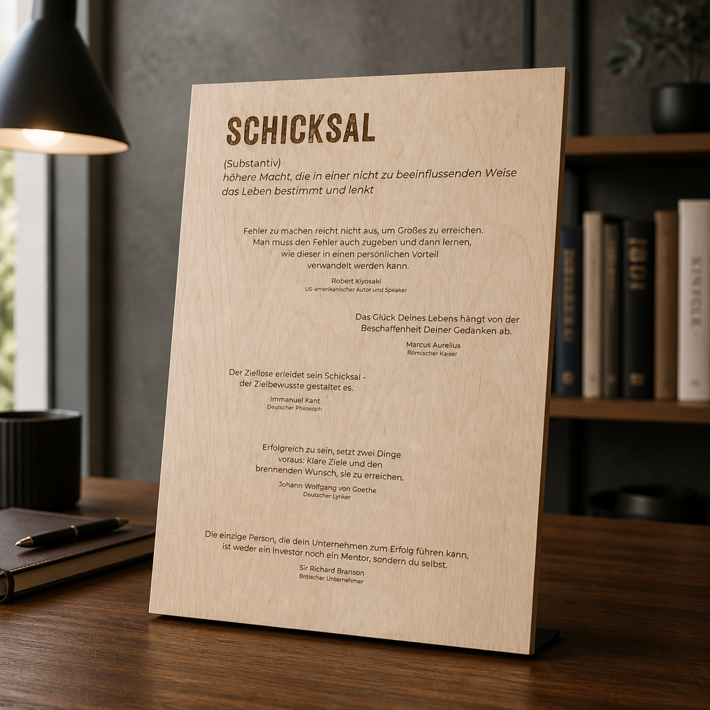 Holzschild Schicksal – Zitate über Schicksal & Lebensweg | Lasergravur Holzdeko Geschenk