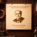 Holzschild Thomas Alva Edison – Lasergravur Zitat Geschenk | 10.000 Wege die nicht funktioniert haben