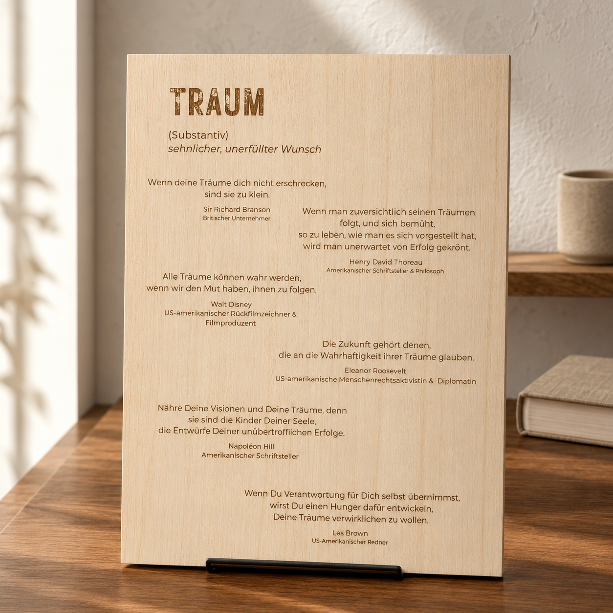 Holzschild Traum – Zitate über Träume & Vision | Lasergravur Holzdeko Geschenk