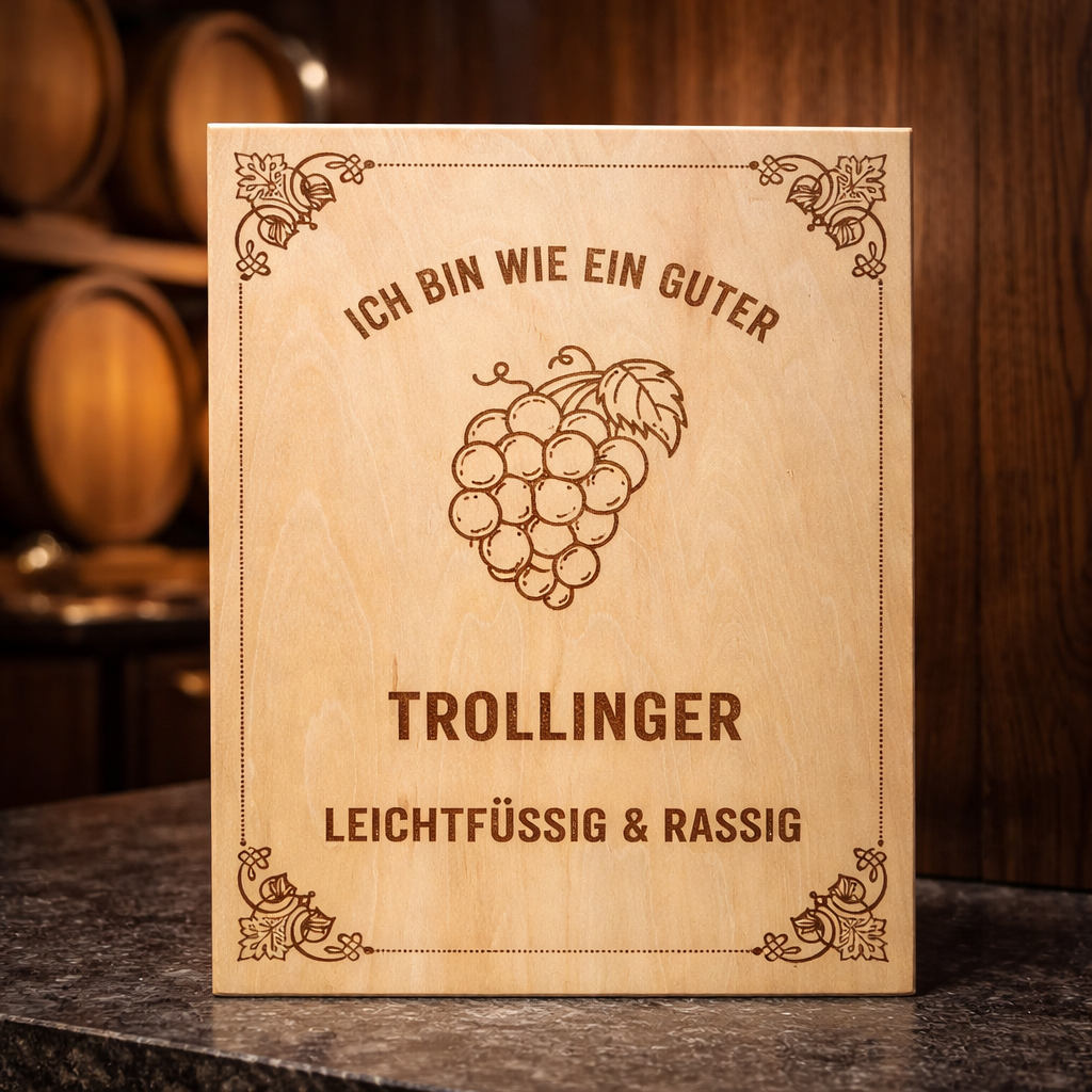 Wooden sign "I'm like a good Trollinger" | Laser engraving Wine humor gift