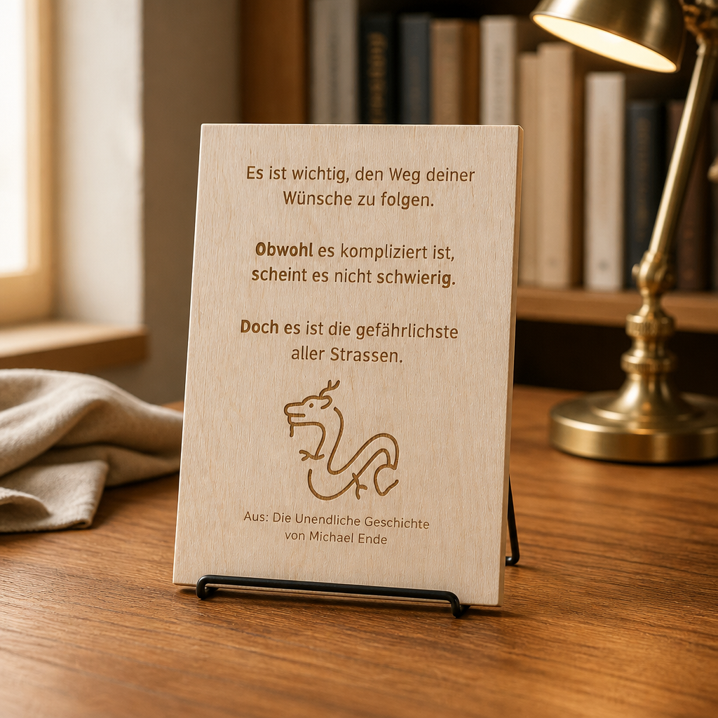 Holzschild Michael Ende Zitat | Weg deiner Wünsche | Die unendliche Geschichte | Lasergravur Geschenk