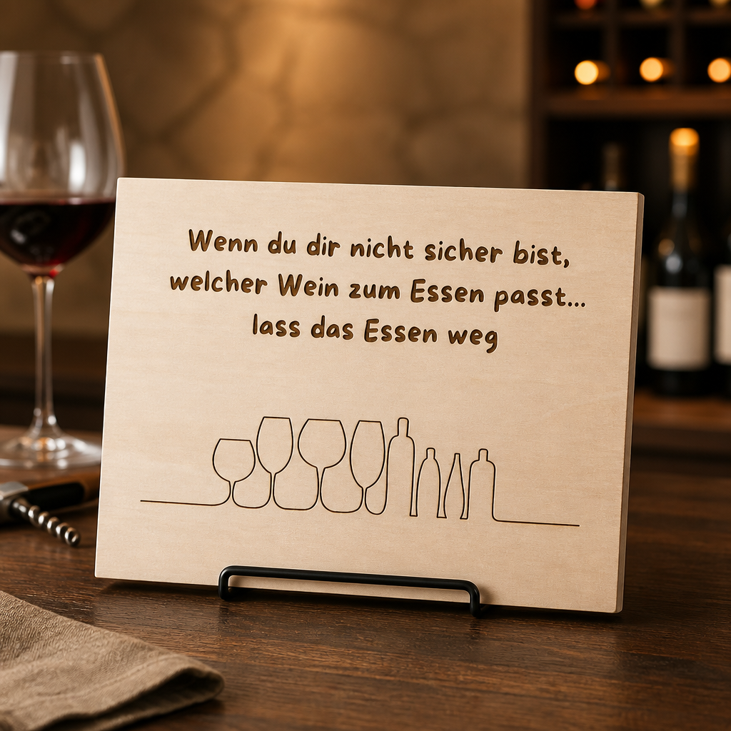 Holzschild „Lass das Essen weg“ | Lasergravur Wein Spruch Geschenk Küche & Hausbar