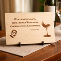 Wooden sign Salvador Dalí – "He who can enjoy, no longer drinks wine, but tastes secrets" | Laser engraving