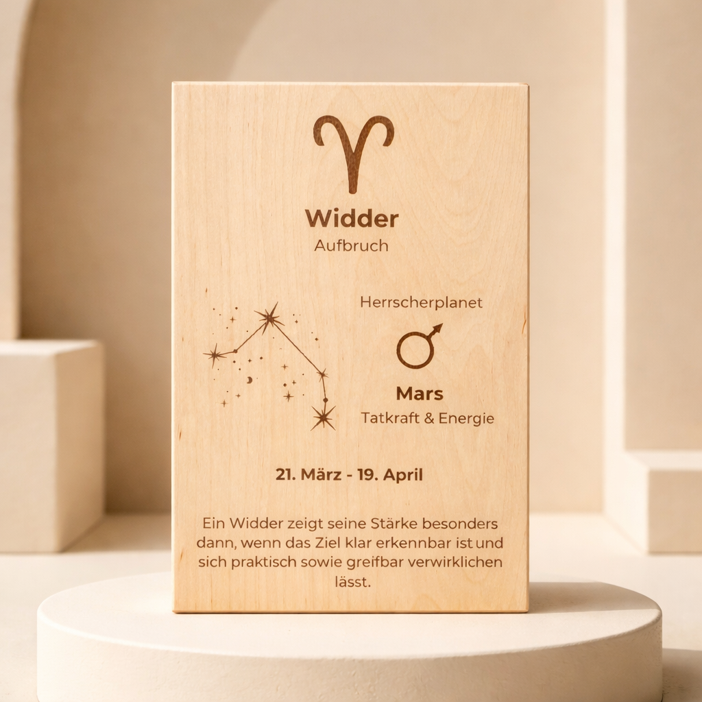 Holzschild Sternzeichen Widder (21. März – 19. April)