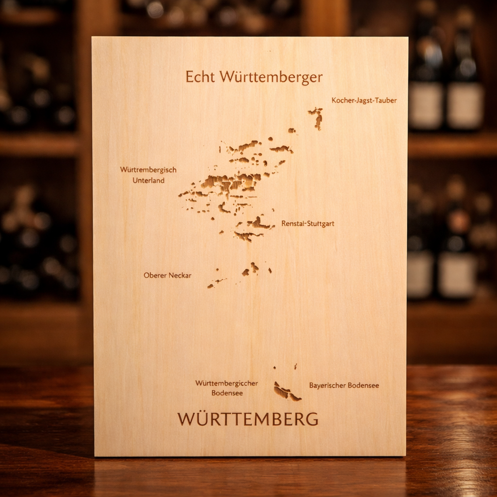 Wooden Sign Württemberg – "Real Württemberger" | Laser Engraved Wine List Württemberg
