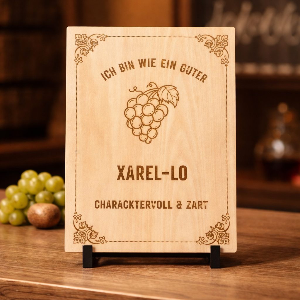 Holzschild Xarel-lo – Lasergravur Weinliebhaber Geschenk | Charaktervoll & Zart