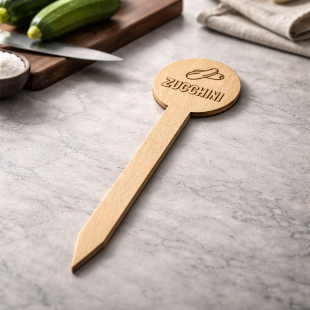 Pflanzenstecker Zucchini – Lasergravur Gartendeko Geschenk | Holzschild Gemüsegarten