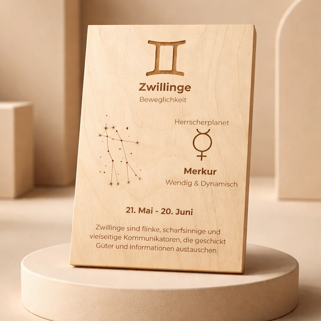 Holzschild Sternzeichen Zwillinge (21. Mai – 21. Juni)